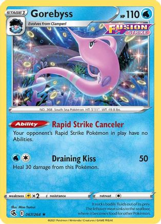 Gorebyss 067  - Reverse Holofoil SWSH08 Fusion Strike - Rare