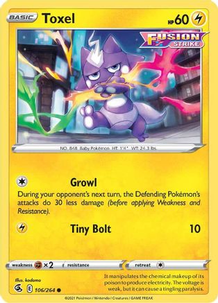 Toxel (106) (106) 106  - Reverse Holofoil SWSH08 Fusion Strike - Common