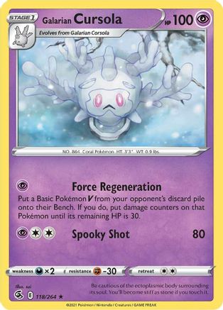 Galarian Cursola 118  - Reverse Holofoil SWSH08 Fusion Strike - Rare