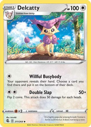 Delcatty 211  - Reverse Holofoil SWSH08 Fusion Strike - Uncommon