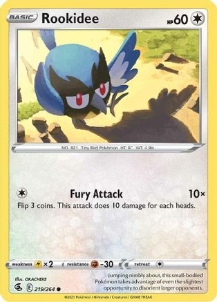 Rookidee 219  - Reverse Holofoil SWSH08 Fusion Strike - Common