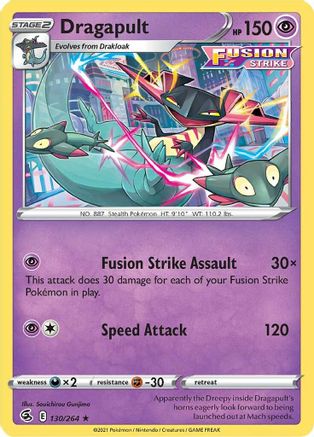 Dragapult 130  - Reverse Holofoil SWSH08 Fusion Strike - Holo Rare