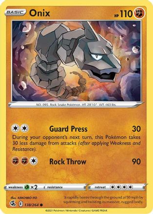 Onix 138  - Reverse Holofoil SWSH08 Fusion Strike - Common