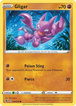 Gligar 140  - Reverse Holofoil SWSH08 Fusion Strike - Common