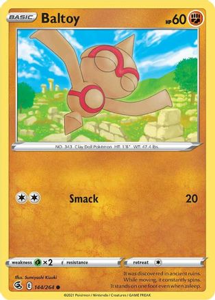 Baltoy 144  - Reverse Holofoil SWSH08 Fusion Strike - Common