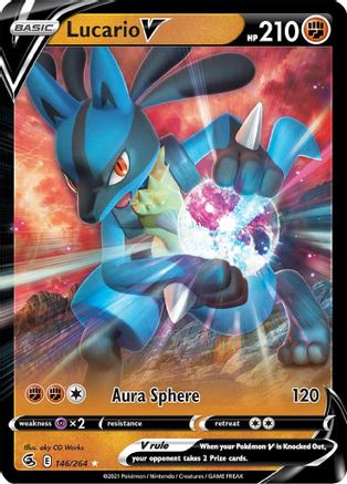Lucario V 146  - Holofoil SWSH08 Fusion Strike - Ultra Rare
