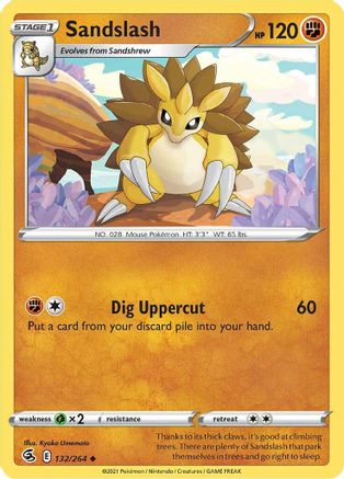 Sandslash 132  - Reverse Holofoil SWSH08 Fusion Strike - Uncommon