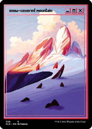 Snow-Covered Mountain (PixelSnowLands.jpg) (Foil Etched) (SLD-328) - Secret Lair Drop Series Foil
