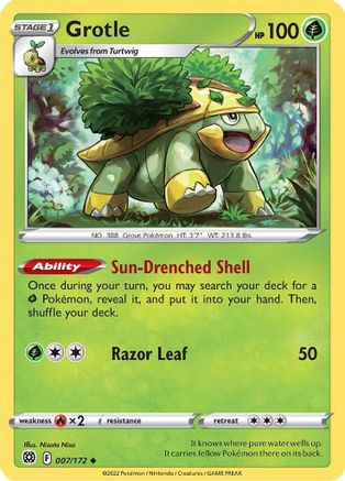 Grotle 007  - Reverse Holofoil SWSH09 Brilliant Stars - Uncommon