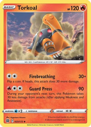Torkoal 023  - Reverse Holofoil SWSH09 Brilliant Stars - Uncommon