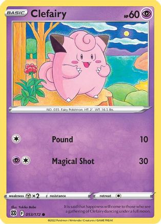 Clefairy 053  - Reverse Holofoil SWSH09 Brilliant Stars - Common