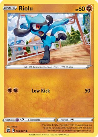 Riolu 078  - Reverse Holofoil SWSH09 Brilliant Stars - Common