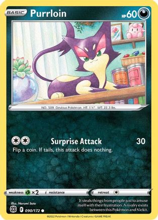 Purrloin 090  - Reverse Holofoil SWSH09 Brilliant Stars - Common