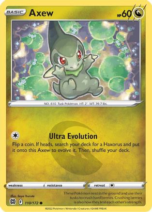 Axew 110  - Reverse Holofoil SWSH09 Brilliant Stars - Common