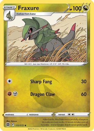 Fraxure 111  - Reverse Holofoil SWSH09 Brilliant Stars - Uncommon