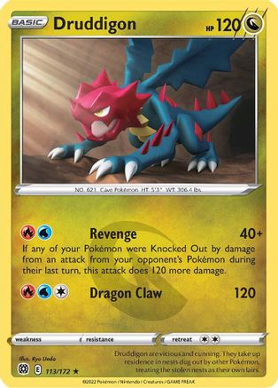 Druddigon 113  - Reverse Holofoil SWSH09 Brilliant Stars - Rare