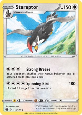 Staraptor 119  - Reverse Holofoil SWSH09 Brilliant Stars - Rare
