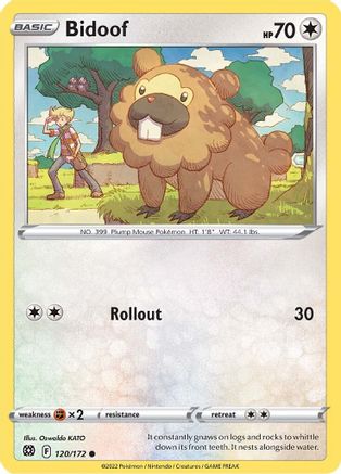 Bidoof 120  - Reverse Holofoil SWSH09 Brilliant Stars - Common