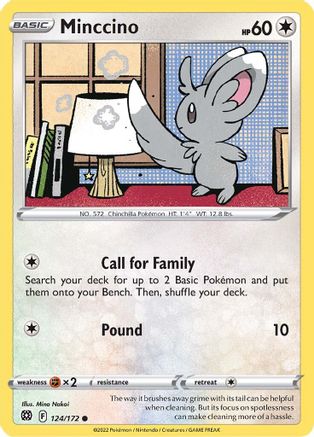 Minccino 124  - Reverse Holofoil SWSH09 Brilliant Stars - Common