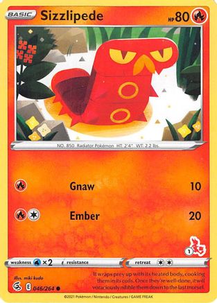 Sizzlipede - 046/264 (#1 Cinderace Stamped)/264  Battle Academy 2022 - Promo