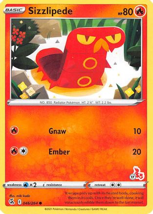 Sizzlipede - 046/264 (#17 Cinderace Stamped)/264  Battle Academy 2022 - Promo