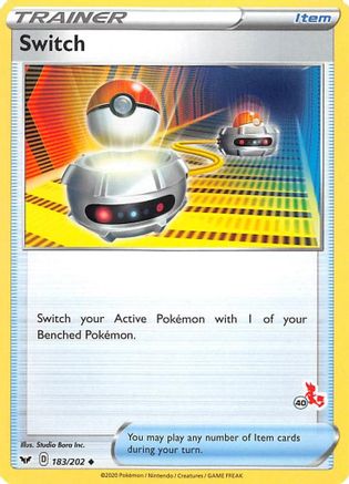 Switch - 183/202 (#40 Cinderace Stamped)/202  Battle Academy 2022 - Promo