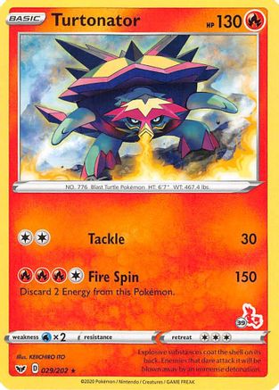 Turtonator (#39 Cinderace Stamped) 029/202  Battle Academy 2022 - Promo