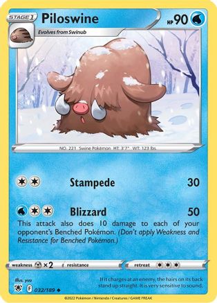 Piloswine 032  SWSH10 Astral Radiance - Uncommon
