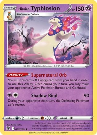 Hisuian Typhlosion 052  - Reverse Holofoil SWSH10 Astral Radiance - Holo Rare