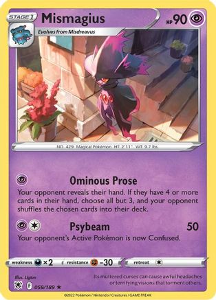 Mismagius 059  - Reverse Holofoil SWSH10 Astral Radiance - Rare