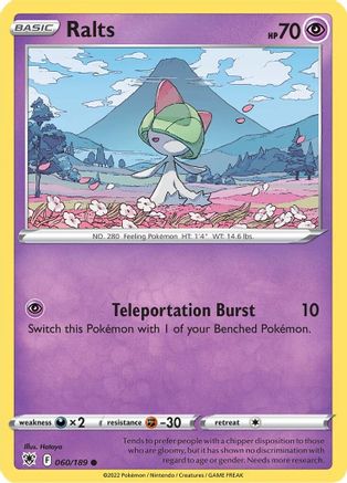 Ralts 060  - Reverse Holofoil SWSH10 Astral Radiance - Common
