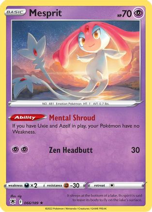 Mesprit 066  - Holofoil SWSH10 Astral Radiance - Holo Rare