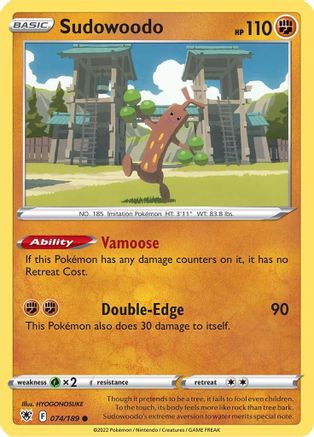 Sudowoodo 074  - Reverse Holofoil SWSH10 Astral Radiance - Common