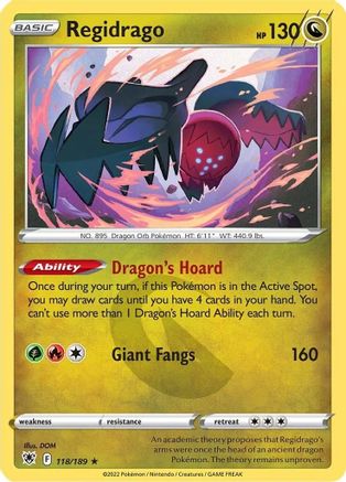 Regidrago 118  - Reverse Holofoil SWSH10 Astral Radiance - Rare