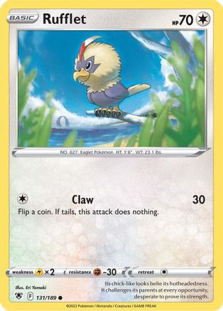 Rufflet 131  - Reverse Holofoil SWSH10 Astral Radiance - Common