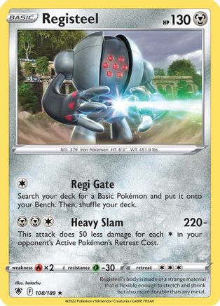 Registeel 108  - Reverse Holofoil SWSH10 Astral Radiance - Rare