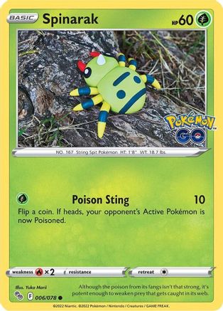 Spinarak 006  - Reverse Holofoil Pokemon GO - Common