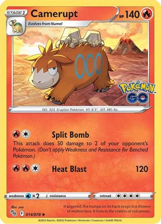 Camerupt 014  - Reverse Holofoil Pokemon GO - Uncommon