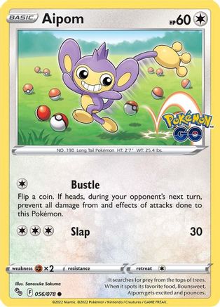 Aipom 056  - Reverse Holofoil Pokemon GO - Common