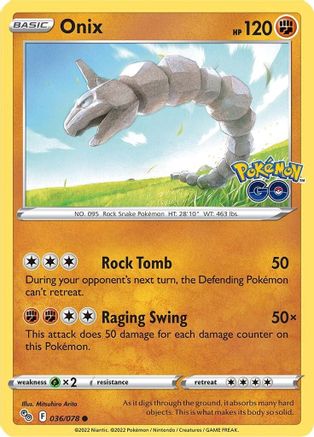 Onix 036  - Reverse Holofoil Pokemon GO - Common