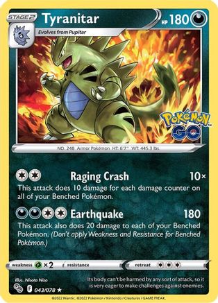 Tyranitar 043  - Reverse Holofoil Pokemon GO - Holo Rare