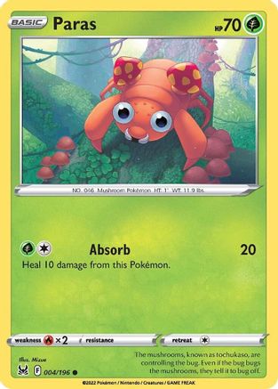 Paras 004  - Reverse Holofoil SWSH11 Lost Origin - Common