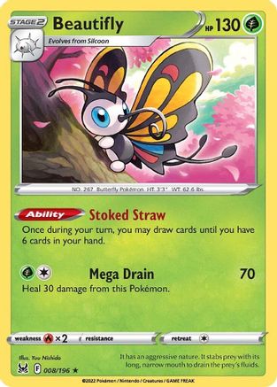 Beautifly 008  - Holofoil SWSH11 Lost Origin - Holo Rare