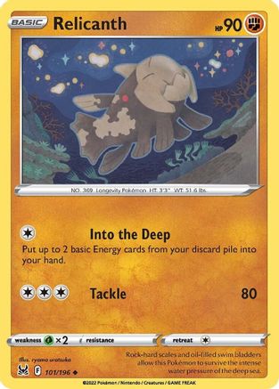 Relicanth 101  - Reverse Holofoil SWSH11 Lost Origin - Uncommon