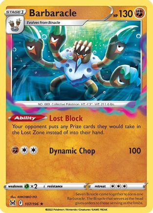 Barbaracle 107  - Holofoil SWSH11 Lost Origin - Holo Rare
