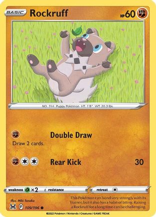 Rockruff 109  - Reverse Holofoil SWSH11 Lost Origin - Common