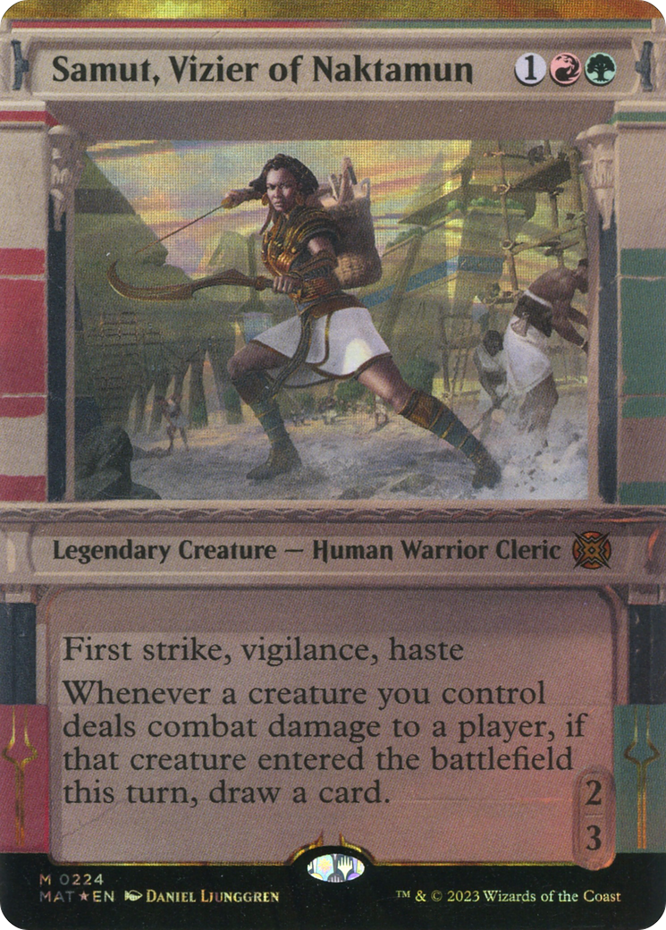 Samut, Vizier of Naktamun (Halo Foil) (MAT-224) - March of the Machine: The Aftermath: (Showcase) (Borderless) Foil