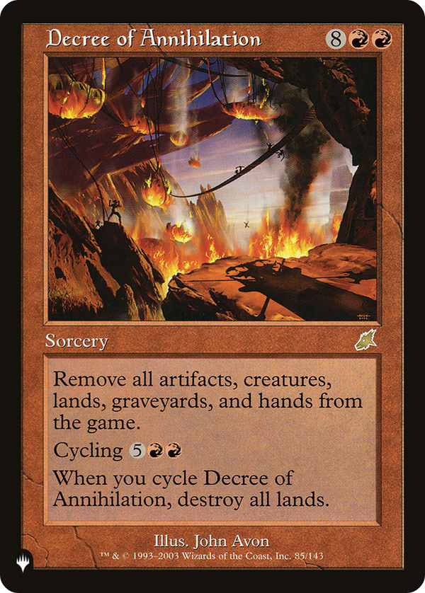 Decree of Annihilation (LIST-85/143) - The List