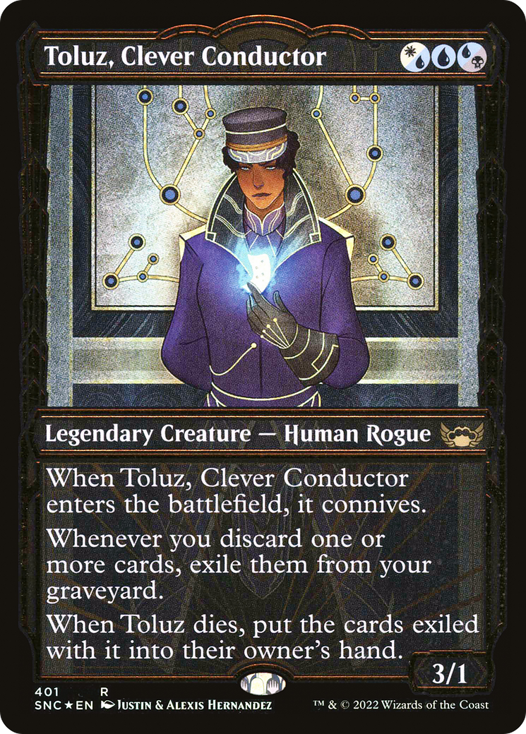 Toluz, Clever Conductor (Gilded Foil) (SNC-401) - Streets of New Capenna: (Showcase) Foil