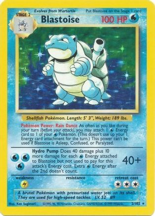 Blastoise 002  - Holofoil Base Set - Holo Rare